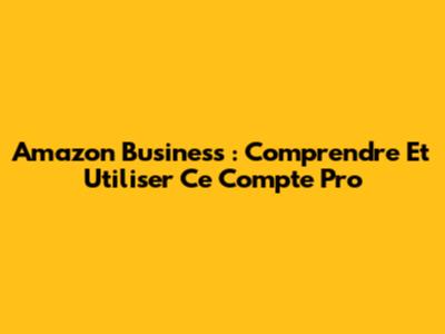 Amazon Business : Comprendre Et Utiliser Ce Compte Pro