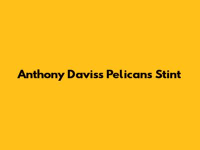 Anthony Davis's Pelicans Stint