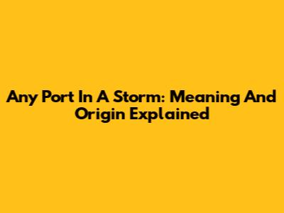 Any Port In A Storm: Meaning And Origin Explained