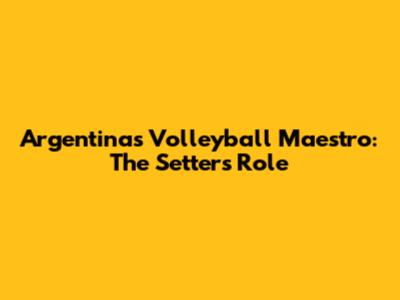 Argentina's Volleyball Maestro: The Setter's Role
