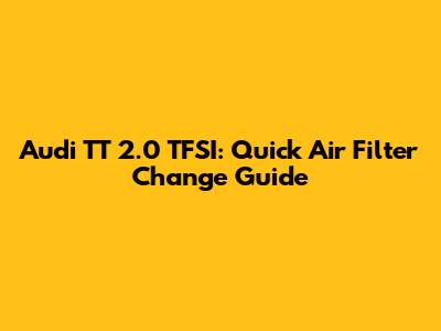 Audi TT 2.0 TFSI: Quick Air Filter Change Guide