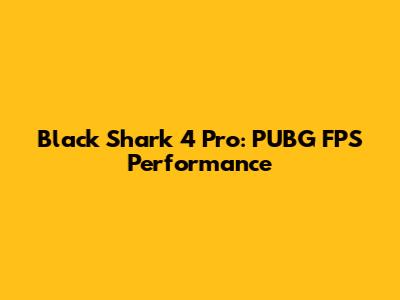 Black Shark 4 Pro: PUBG FPS Performance