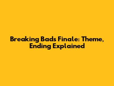 Breaking Bad's Finale: Theme, Ending Explained