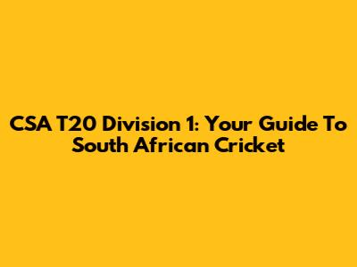 CSA T20 Division 1: Your Guide To South African Cricket