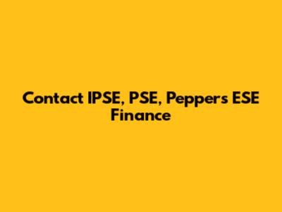 Contact IPSE, PSE, Peppers ESE Finance