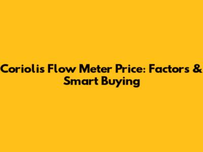 Coriolis Flow Meter Price: Factors & Smart Buying