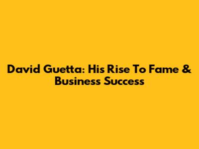 David Guetta: His Rise To Fame & Business Success