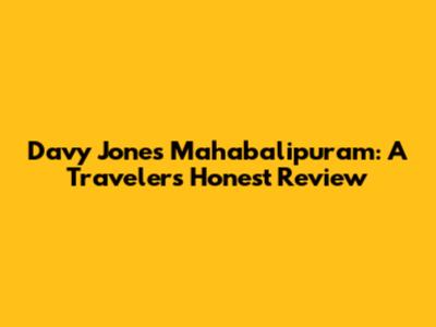 Davy Jones Mahabalipuram: A Traveler's Honest Review
