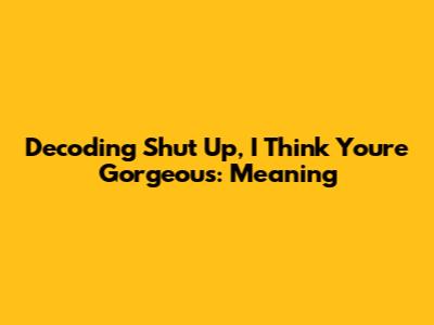 Decoding "Shut Up, I Think You're Gorgeous": Meaning