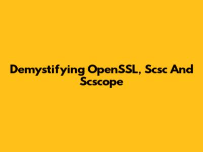 Demystifying OpenSSL, Scsc And Scscope