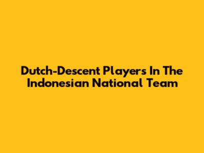 Dutch-Descent Players In The Indonesian National Team