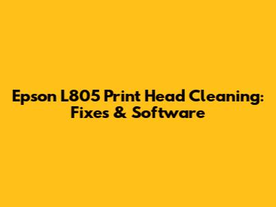Epson L805 Print Head Cleaning: Fixes & Software