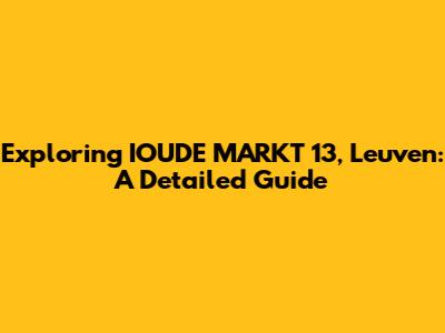 Exploring IOUDE MARKT 13, Leuven: A Detailed Guide