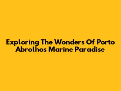 Exploring The Wonders Of Porto Abrolhos' Marine Paradise