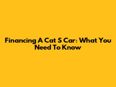 Financing A Cat S Car: What You Need To Know