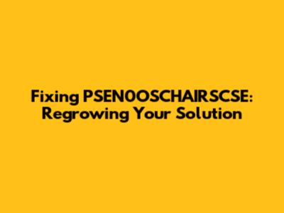 Fixing PSEN0OSCHAIRSCSE: Regrowing Your Solution
