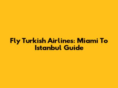 Fly Turkish Airlines: Miami To Istanbul Guide