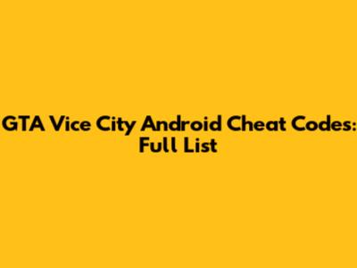 GTA Vice City Android Cheat Codes: Full List