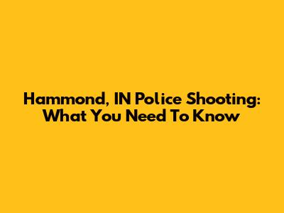 Hammond, IN Police Shooting: What You Need To Know
