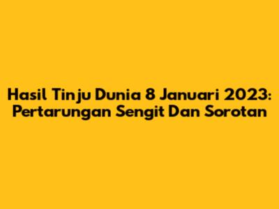 Hasil Tinju Dunia 8 Januari 2023: Pertarungan Sengit Dan Sorotan