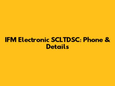 IFM Electronic SCLTDSC: Phone & Details
