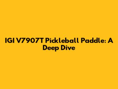 IGI V7907T Pickleball Paddle: A Deep Dive