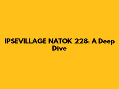 IPSEVILLAGE NATOK 228: A Deep Dive
