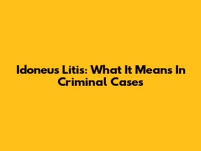 Idoneus Litis: What It Means In Criminal Cases