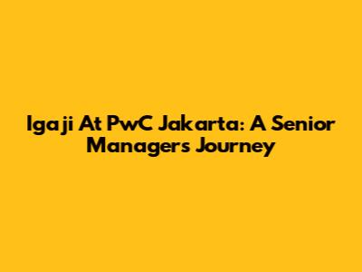 Igaji At PwC Jakarta: A Senior Manager's Journey