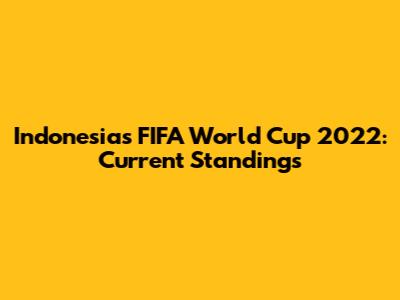 Indonesia's FIFA World Cup 2022: Current Standings