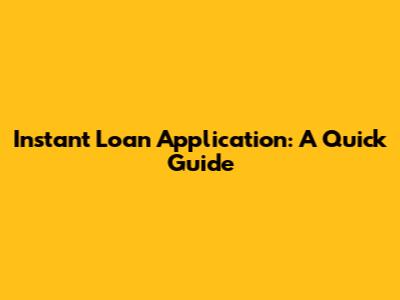Instant Loan Application: A Quick Guide