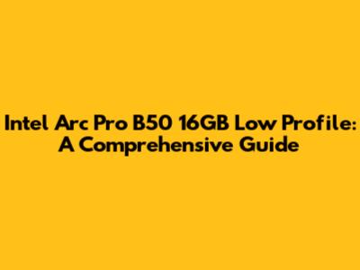 Intel Arc Pro B50 16GB Low Profile: A Comprehensive Guide