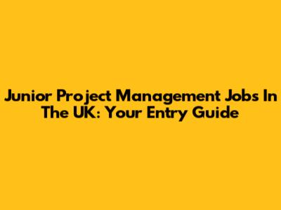 Junior Project Management Jobs In The UK: Your Entry Guide