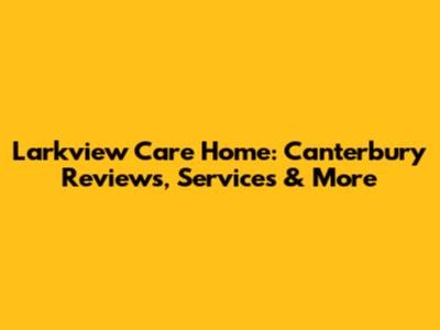 Larkview Care Home: Canterbury Reviews, Services & More