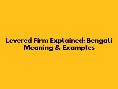 Levered Firm Explained: Bengali Meaning & Examples