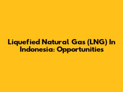 Liquefied Natural Gas (LNG) In Indonesia: Opportunities