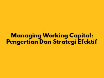 Managing Working Capital: Pengertian Dan Strategi Efektif