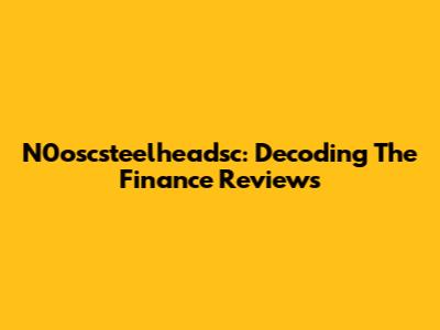N0oscsteelheadsc: Decoding The Finance Reviews
