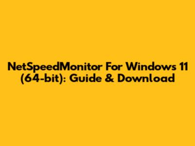 NetSpeedMonitor For Windows 11 (64-bit): Guide & Download