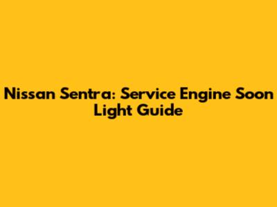 Nissan Sentra: Service Engine Soon Light Guide