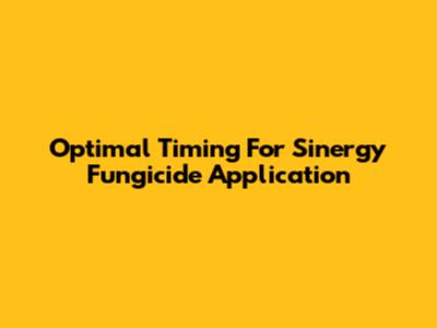 Optimal Timing For Sinergy Fungicide Application