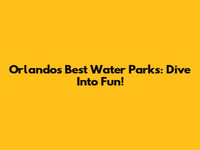 Orlando's Best Water Parks: Dive Into Fun!
