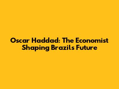 Oscar Haddad: The Economist Shaping Brazil's Future