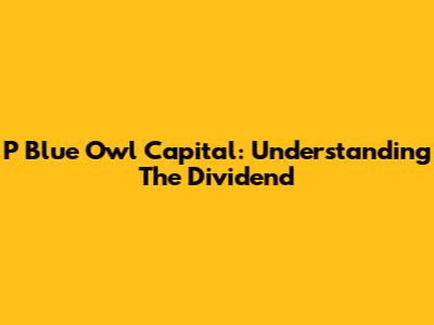 P Blue Owl Capital: Understanding The Dividend