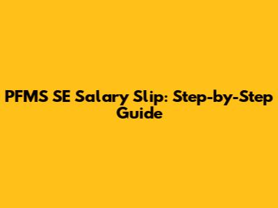 PFMS SE Salary Slip: Step-by-Step Guide