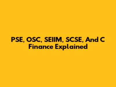 PSE, OSC, SEIIM, SCSE, And C Finance Explained
