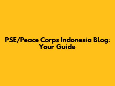 PSE/Peace Corps Indonesia Blog: Your Guide