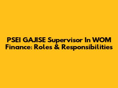 PSEI GAJISE Supervisor In WOM Finance: Roles & Responsibilities