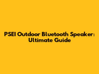 PSEI Outdoor Bluetooth Speaker: Ultimate Guide