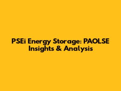 PSEi Energy Storage: PAOLSE Insights & Analysis